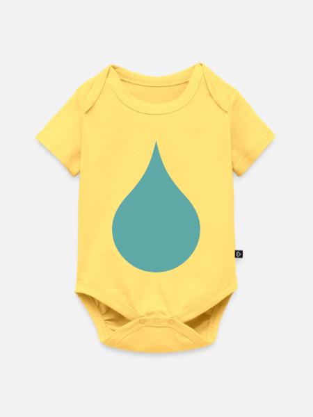 Wassertropfen – Regentropfen - Baby Premium Kurzarmbody - Pastellgelb