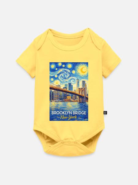 Brooklyn Brücke NY im Sternenstil - Baby Premium Kurzarmbody - Pastellgelb