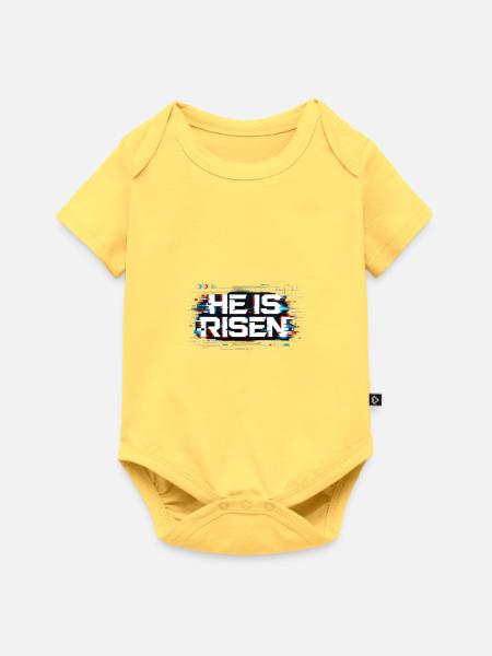 He is Risen - Baby Premium Kurzarmbody - Pastellgelb