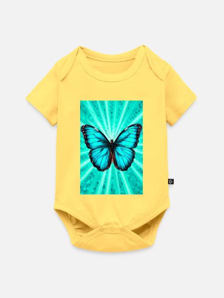 Schmetterling - Baby Premium Kurzarmbody - Pastellgelb