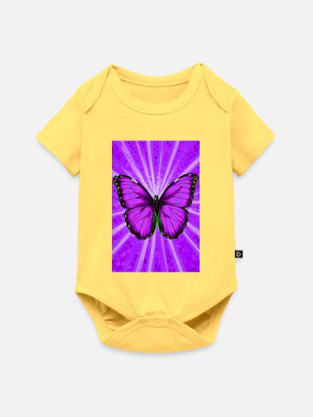 Schmetterling - Baby Premium Kurzarmbody - Pastellgelb