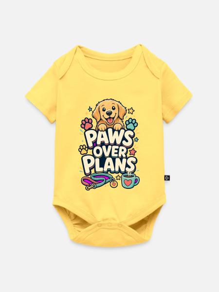 PAWS OVER PLANS Hund - Baby Premium Kurzarmbody - Pastellgelb