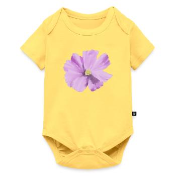Wasserfarbene Blüte Flieder - Baby Premium Kurzarmbody - Pastellgelb - Vorne