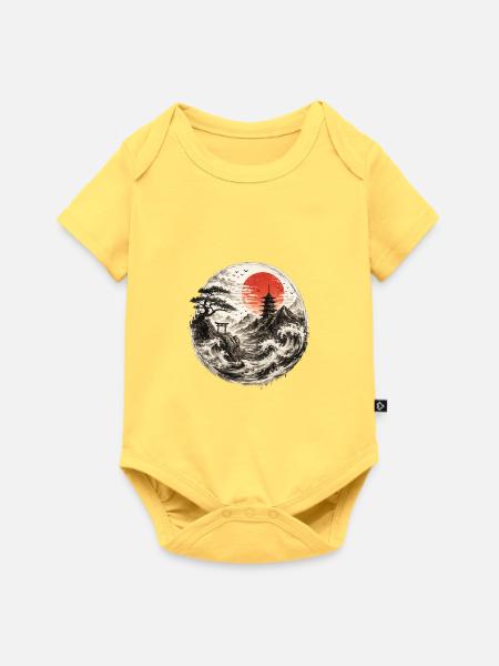 Sonnenkreis Zen Landschaft - Baby Premium Kurzarmbody - Pastellgelb