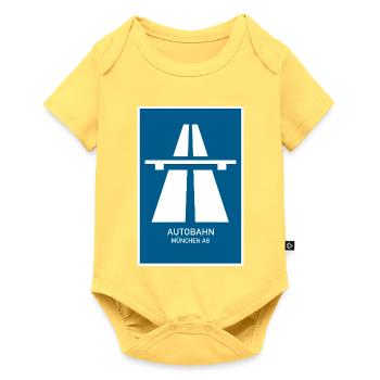 Autobahn München A8 Retro Poster - Baby Premium Kurzarmbody - Pastellgelb - Vorne