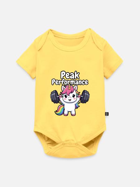 Spitzenleistungs-Einhorn-Lifter - Baby Premium Kurzarmbody - Pastellgelb