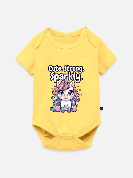 Unicorn Fitness Sparkle - Baby Premium Kurzarmbody - Pastellgelb
