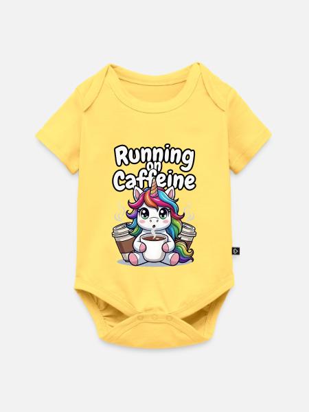 Koffeinbetriebenes Einhorn - Baby Premium Kurzarmbody - Pastellgelb