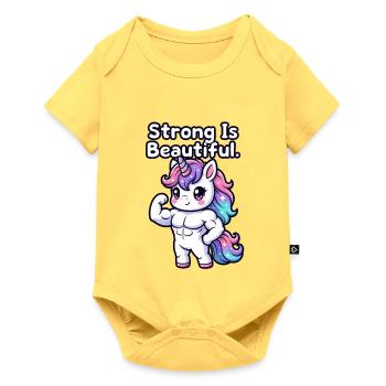 Strong Is Beautiful Unicorn - Baby Premium short-sleeve bodysuit - sky yellow - Front