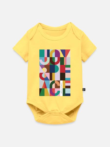 Joy & Peace – Abstraktes Farbdesign - Baby Premium Kurzarmbody - Pastellgelb