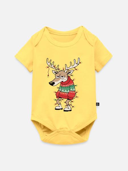 Genervtes Rentier - Baby Premium Kurzarmbody - Pastellgelb