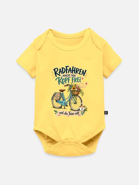 Radfahren macht den Kopf frei - Baby Premium Kurzarmbody - Pastellgelb