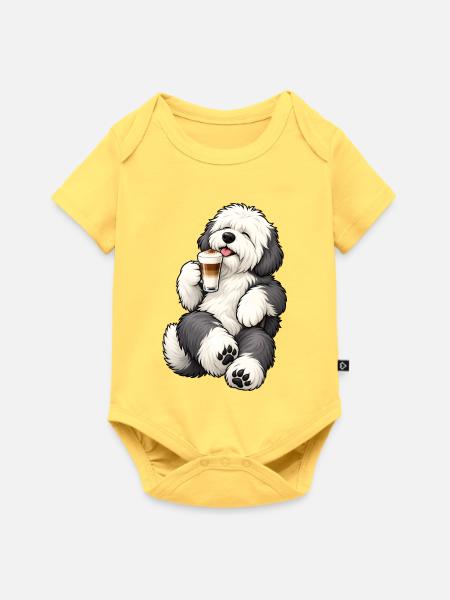 Bobtail mit Latte Macchiato - Baby Premium Kurzarmbody - Pastellgelb