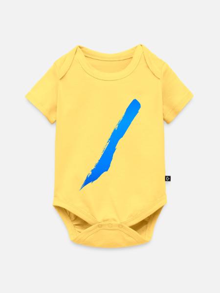 Pinselstrich - Wilder Style Streifen - Baby Premium Kurzarmbody - Pastellgelb