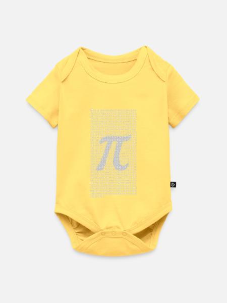Pi Zahlenblock mit dezentem π Symbol – Mathematik  - Baby Premium Kurzarmbody - Pastellgelb