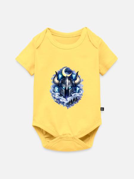 Mondnacht Vikingenkopf - Baby Premium Kurzarmbody - Pastellgelb