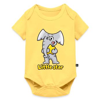 Kleiner Sternelefant Charlie - Baby Premium Kurzarmbody - Pastellgelb - Vorne