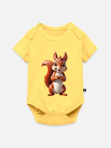 Eichhoernchen - Baby Premium Kurzarmbody - Pastellgelb