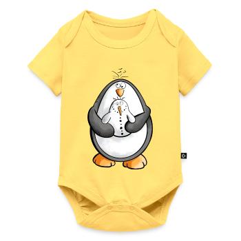 Pinguin und Schneemann sind beste Freunde - Baby Premium Kurzarmbody - Pastellgelb - Vorne