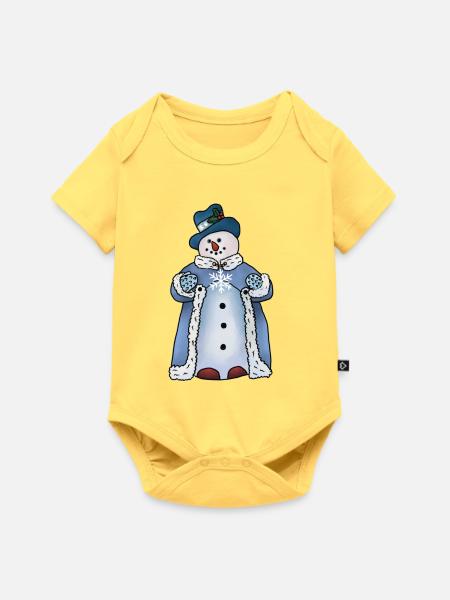 feiner Schneemann - Baby Premium Kurzarmbody - Pastellgelb