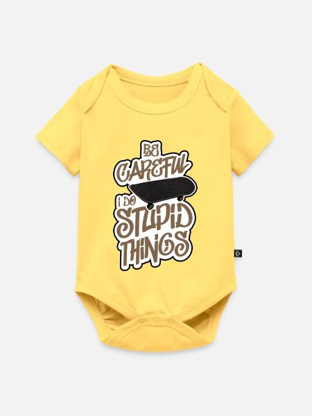 Skateboarder Witz - Baby Premium Kurzarmbody - Pastellgelb