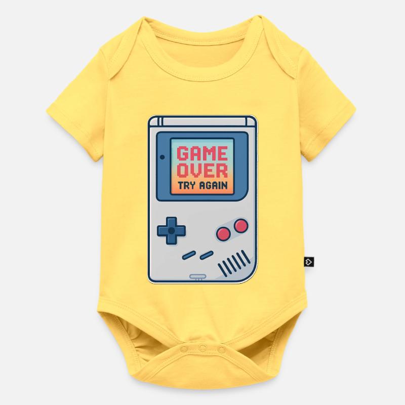 Motif de console de jeu rétro - Body à manches courtes Premium Bébé - jaune pastel