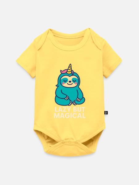 Slothicorn - Lazy but Magical - Baby Premium Kurzarmbody - Pastellgelb