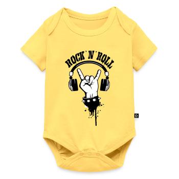 Rock Hand Silhouette - Baby Premium short-sleeve bodysuit - sky yellow - Front
