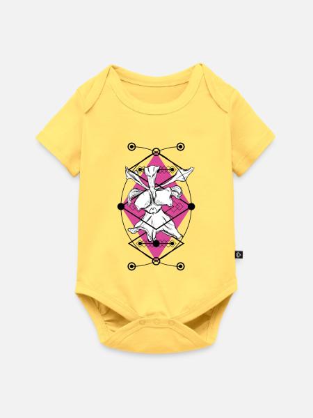 Orchideengeometrischer Raum - Baby Premium Kurzarmbody - Pastellgelb