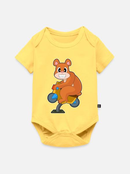 Bär Motorrad - Baby Premium Kurzarmbody - Pastellgelb