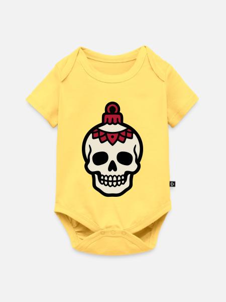 Totenkopf Christbaumkugel Logo - Baby Premium Kurzarmbody - Pastellgelb