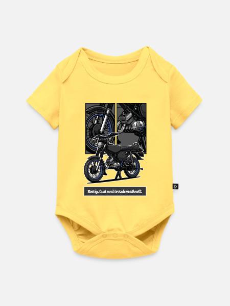 S51 (blau) // Illustration - Baby Premium Kurzarmbody - Pastellgelb
