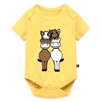 2 Horses Man Woman Lovers Friends Love Team - Baby Premium short-sleeve bodysuit - sky yellow - Front