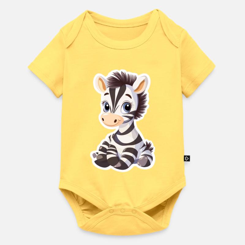 Zebra - Baby Premium Kurzarmbody - Pastellgelb