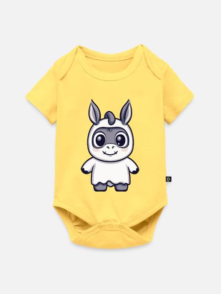Esel Halloween Geist - Baby Premium Kurzarmbody - Pastellgelb