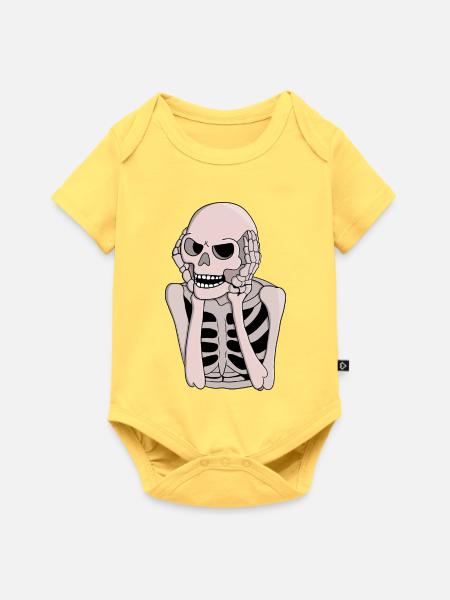 Ängstliche Skelettskizze - Baby Premium Kurzarmbody - Pastellgelb