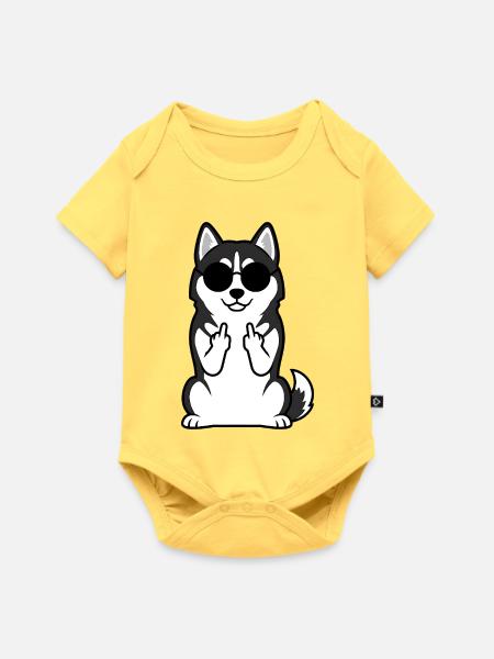 Husky mit Sonnenbrillen Icon - Baby Premium Kurzarmbody - Pastellgelb