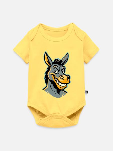 Frech grinsender Esel - Baby Premium Kurzarmbody - Pastellgelb