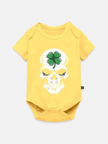 Kleeblatt Totenkopf Fusion - Baby Premium Kurzarmbody - Pastellgelb