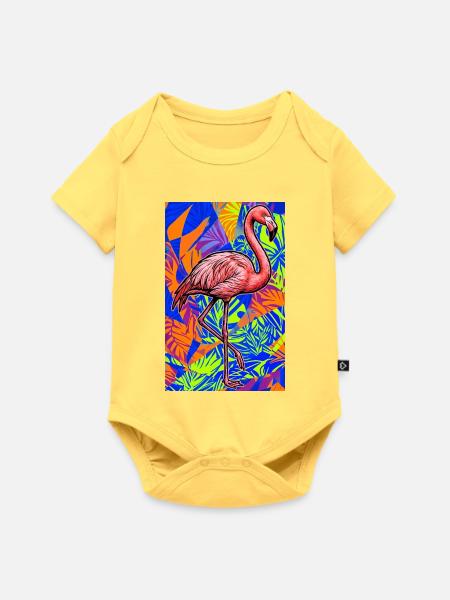 Flamingo - Baby Premium Kurzarmbody - Pastellgelb