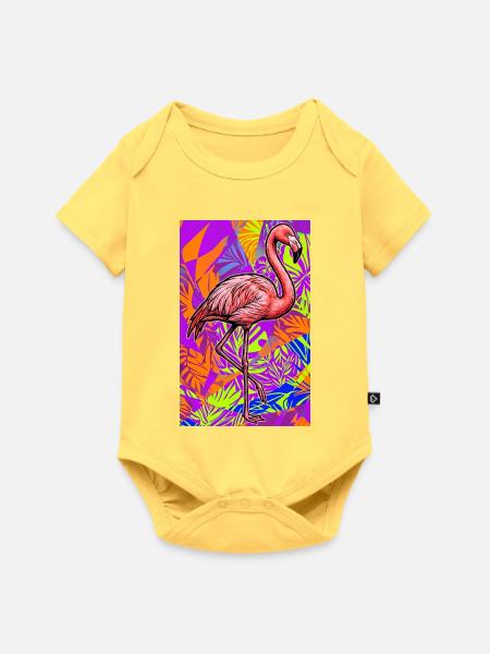 Flamingo - Baby Premium Kurzarmbody - Pastellgelb
