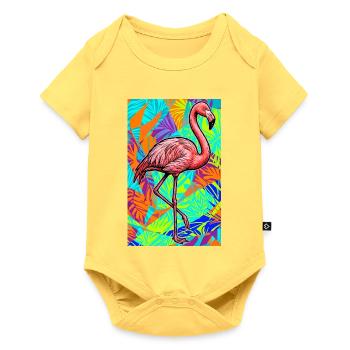 Flamant - Body à manches courtes Premium Bébé - jaune pastel - Devant