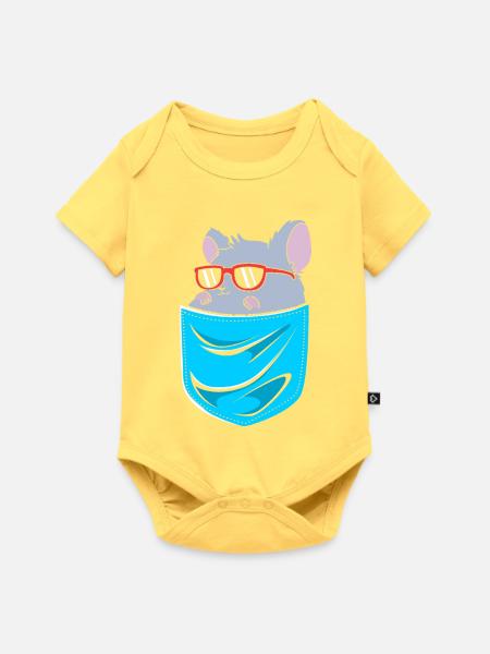 Chinchilla - Baby Premium Kurzarmbody - Pastellgelb