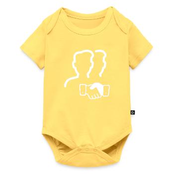 Twin Silhouettes Handshake-Logo - Baby Premium Kurzarmbody - Pastellgelb - Vorne