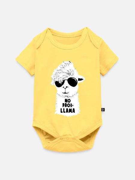 Lama Problemlose Brille - Baby Premium Kurzarmbody - Pastellgelb