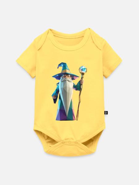 Wise Wizard - Cooles Low-Poly-Logo - Baby Premium Kurzarmbody - Pastellgelb