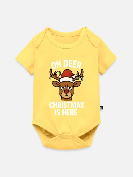 Oh Deer - Weihnachten ist da - Baby Premium Kurzarmbody - Pastellgelb