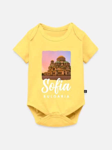 Sofia Bulgarien - Baby Premium Kurzarmbody - Pastellgelb