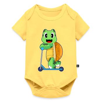 Scooter tortue - Body à manches courtes Premium Bébé - jaune pastel - Devant