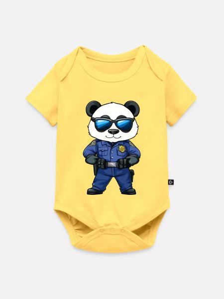 Polizei Panda - Baby Premium Kurzarmbody - Pastellgelb